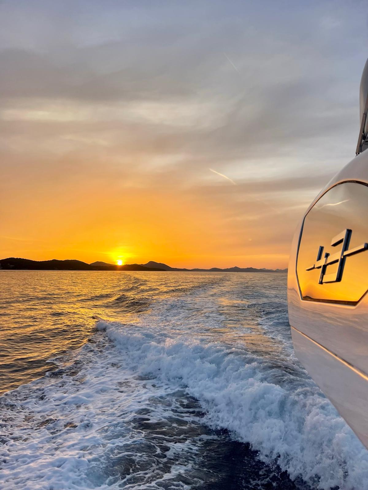 Sunset over the Adriatic from a yacht